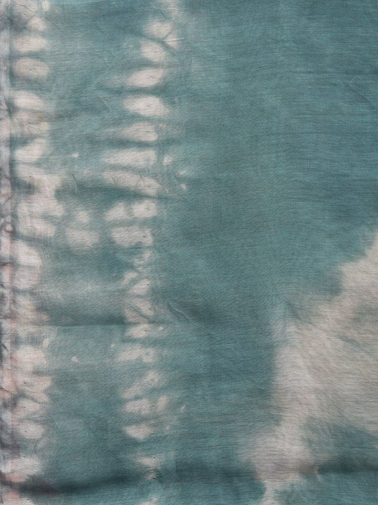 Turquoise Shibori Cotton Silk Saree with Big Circle Body and Cows Pallu Design No Blouse o0512
