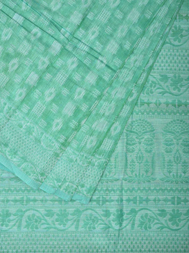 Turquoise Special Cotton 80s Double Cloth with Buta and Border Design ...