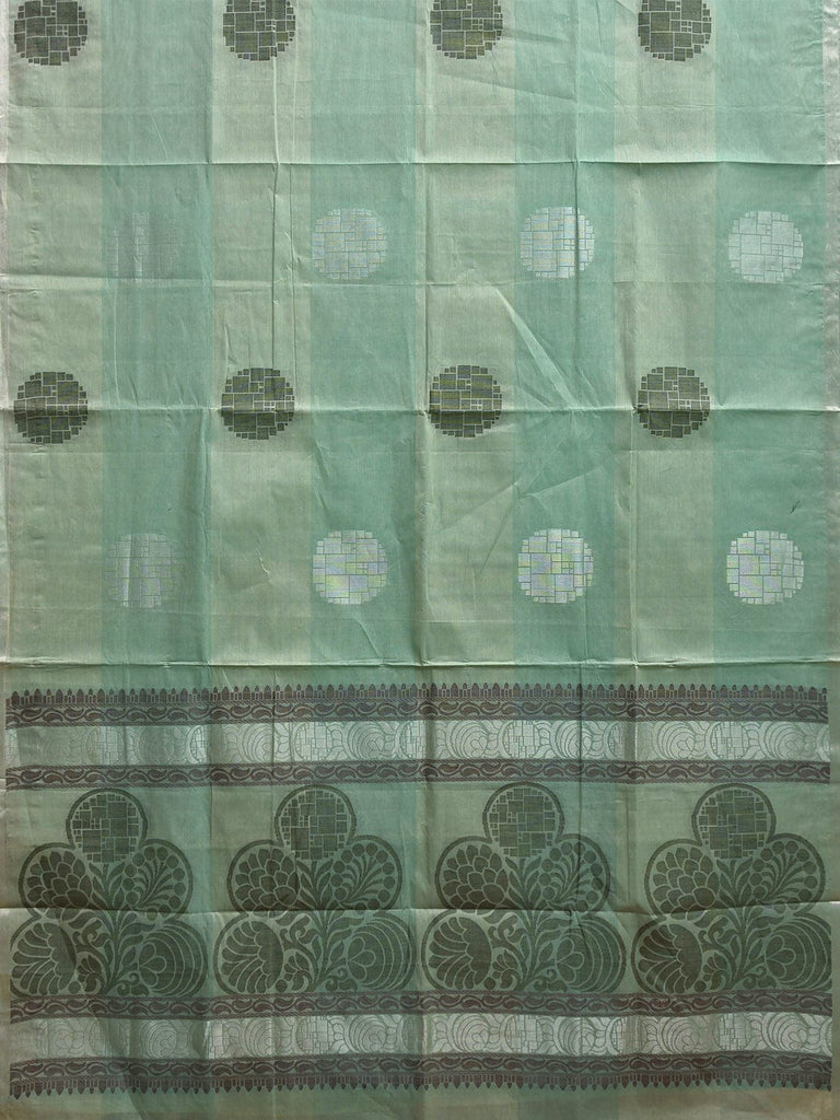 Turquoise Venkatagiri Cotton Saree with Body Buta and Pallu Design v0207