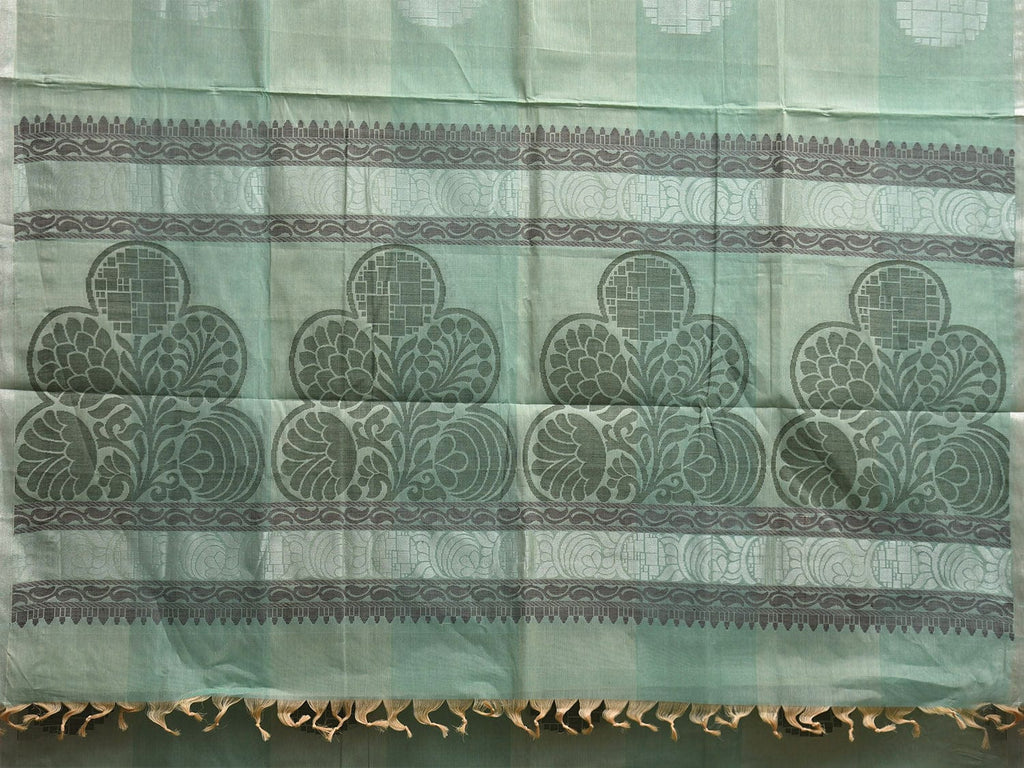 Turquoise Venkatagiri Cotton Saree with Body Buta and Pallu Design v0207