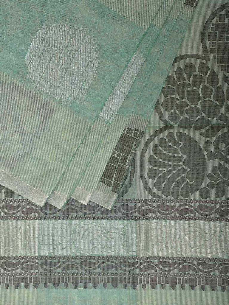 Turquoise Venkatagiri Cotton Saree with Body Buta and Pallu Design v0207