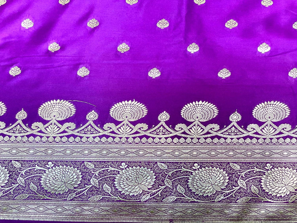 Violet Banaras Katan Silk Saree with Body Butti and Border Design b0402ds