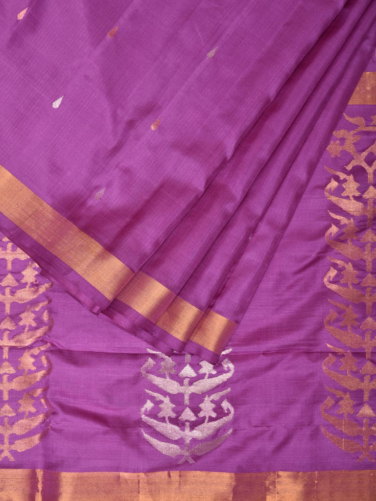 Violet Uppada Silk Handloom Saree with Karpur Pallu Design u2028