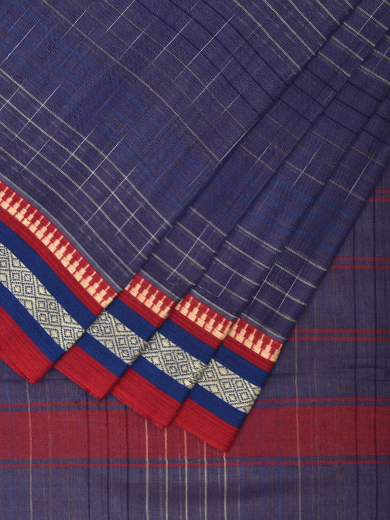 Voilet Narayanpet Cotton Handloom Saree with Checks Design No Blouse np0883