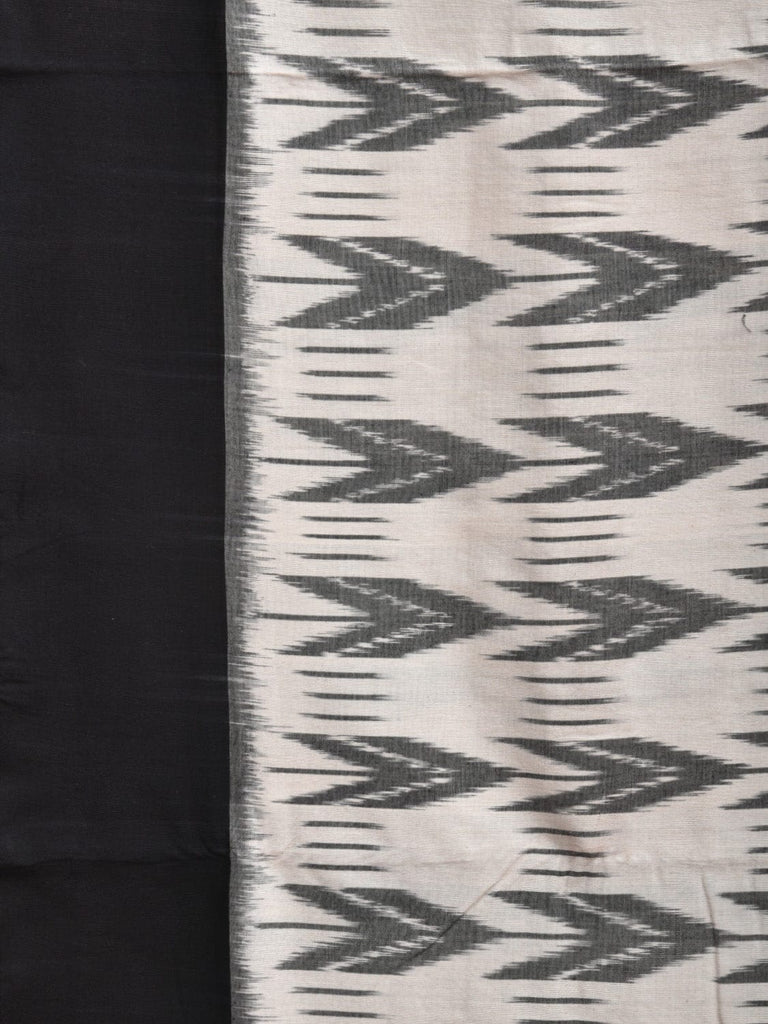 White and Black Pochampally Ikat Cotton Handloom Saree with Arrow Head Design No Blouse i0842