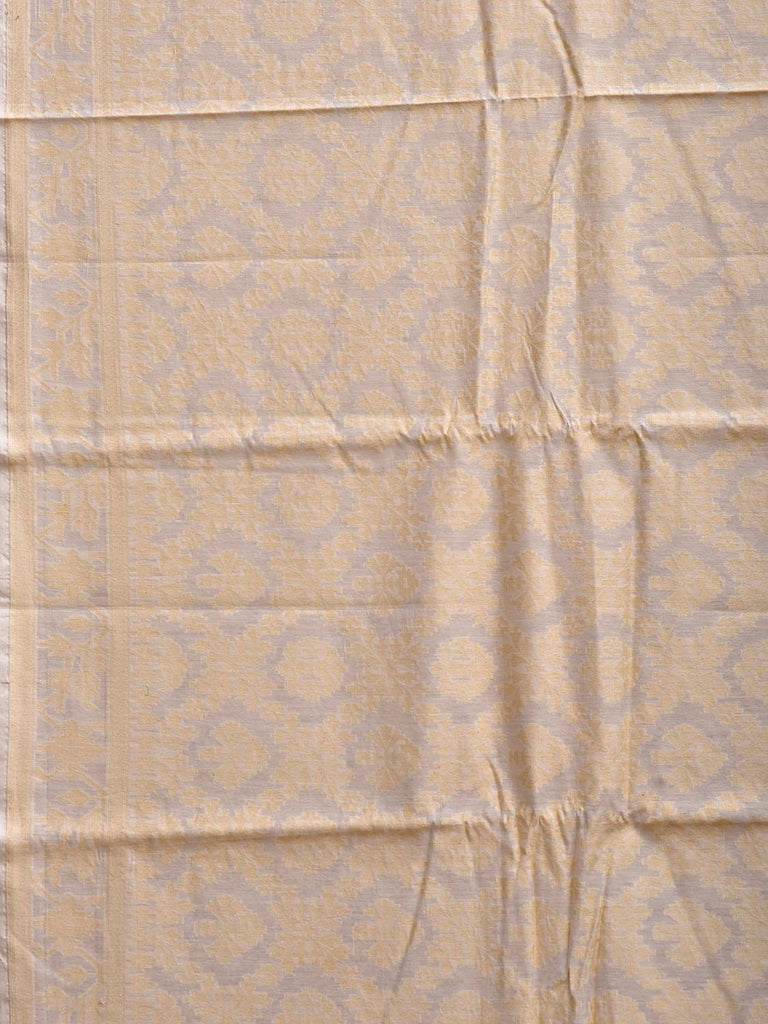 White and Cream Cotton Cut Work Saree with All Over Design o0683