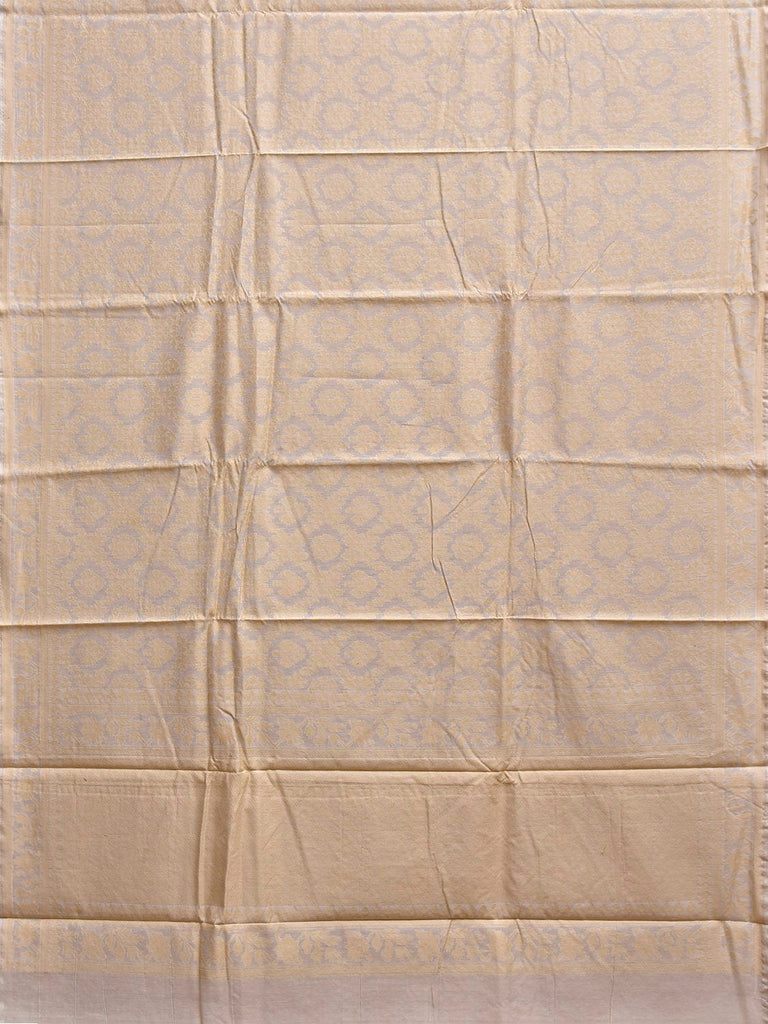 White and Cream Cotton Cut Work Saree with All Over Design o0683
