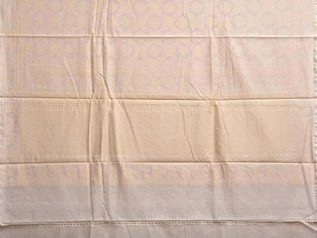 White and Cream Cotton Cut Work Saree with All Over Design o0683