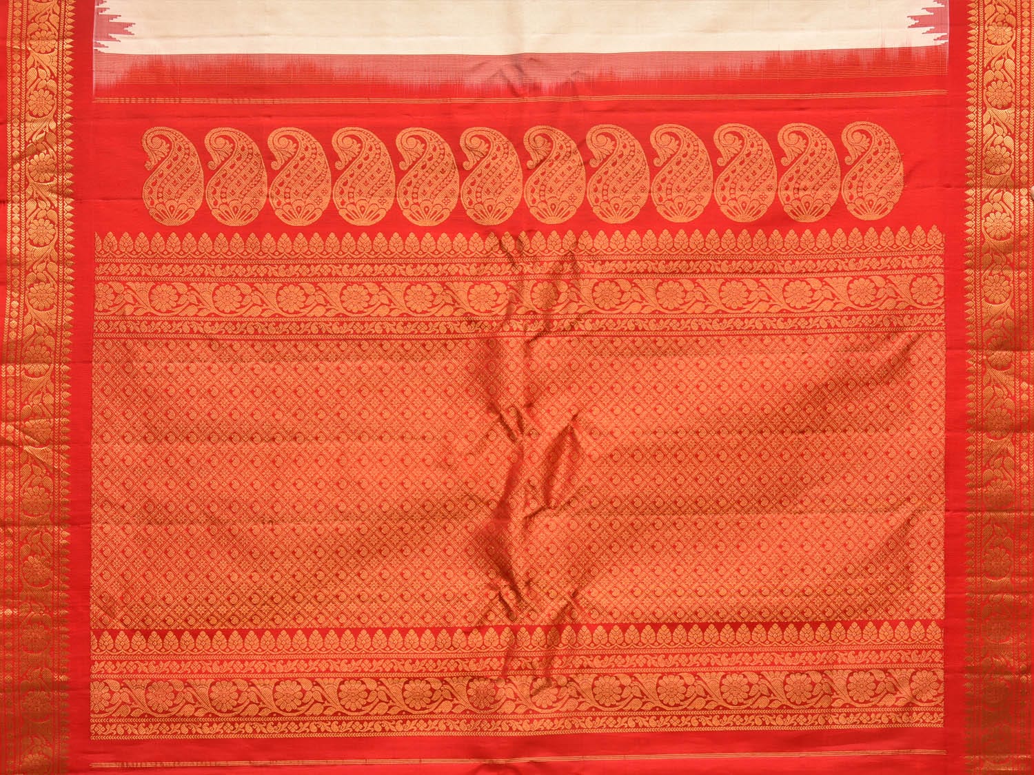 WoodenTant Women's Pure Cotton Handloom Saree in White & Red with  Embroidery Katha work.