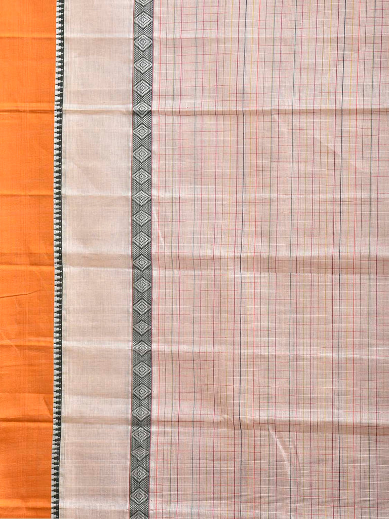 White and Yellow Narayanpet Cotton Handloom Saree with Big Border Design No Blouse np1332