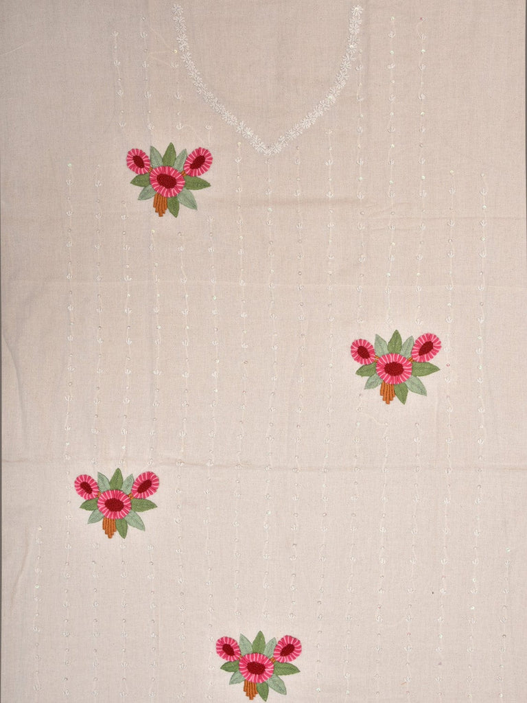 White Hand Embroidary Cotton Kurta with Floral Work Design f0223