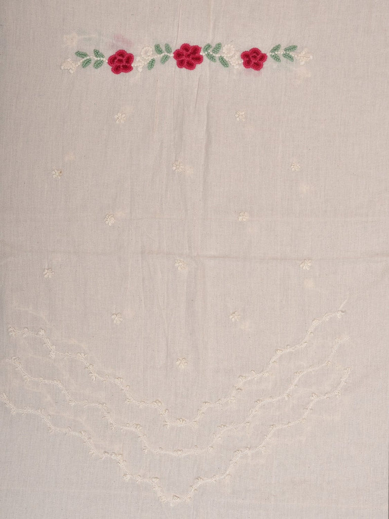 White Hand Embroidary Cotton Kurta with Floral Work Design f0232