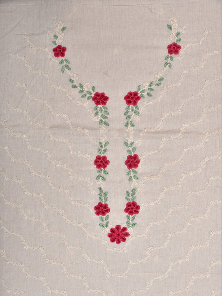 White Hand Embroidary Cotton Kurta with Floral Work Design f0232
