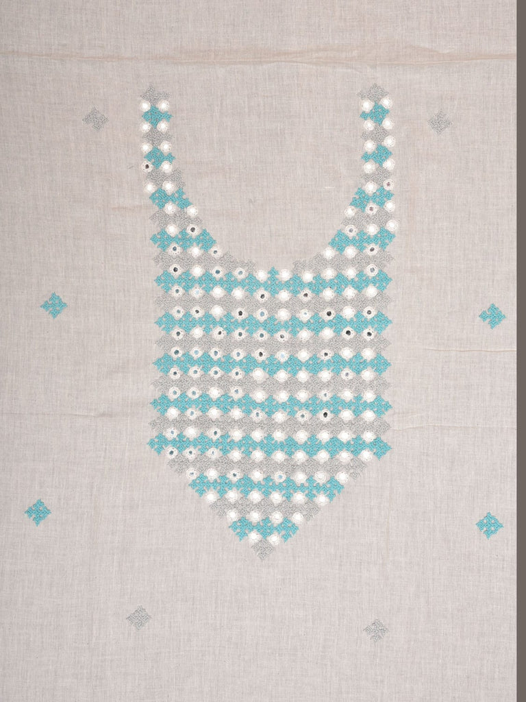 White Hand Embroidary Cotton Kurta with Mirror Work Design f0218