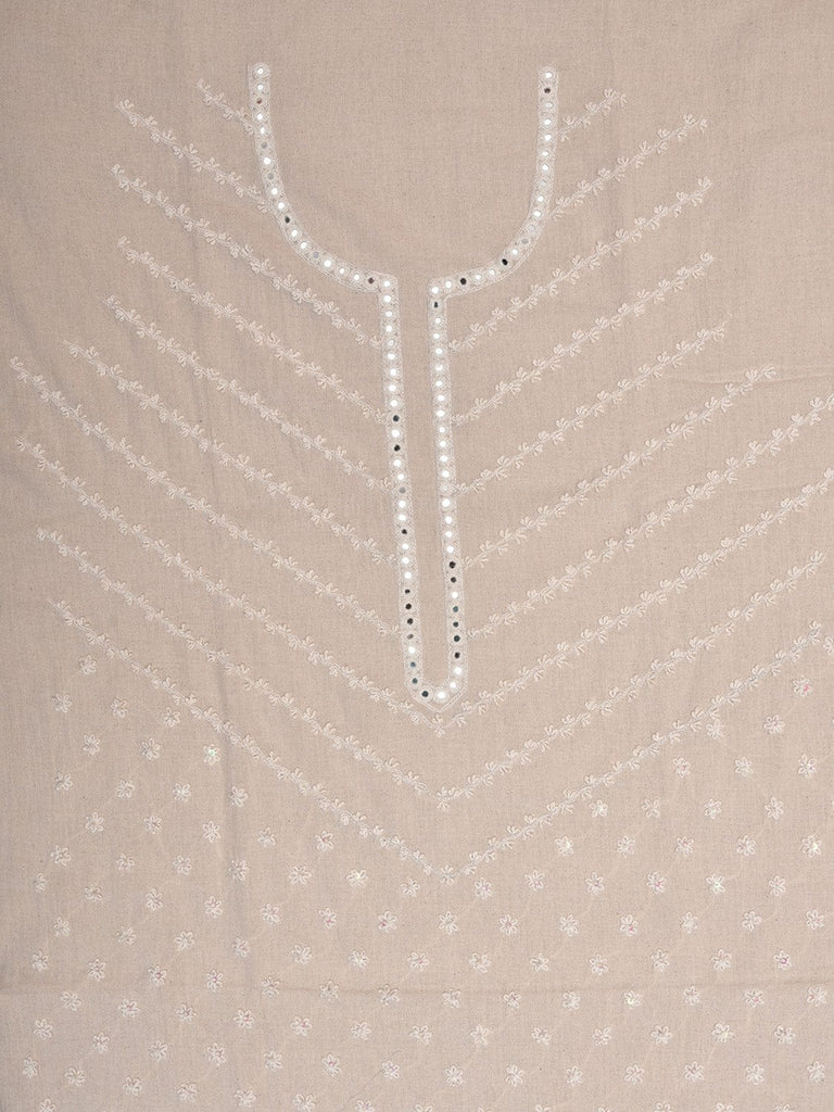 White Hand Embroidary Cotton Kurta with Mirrow Work Design and Dupatta f0224