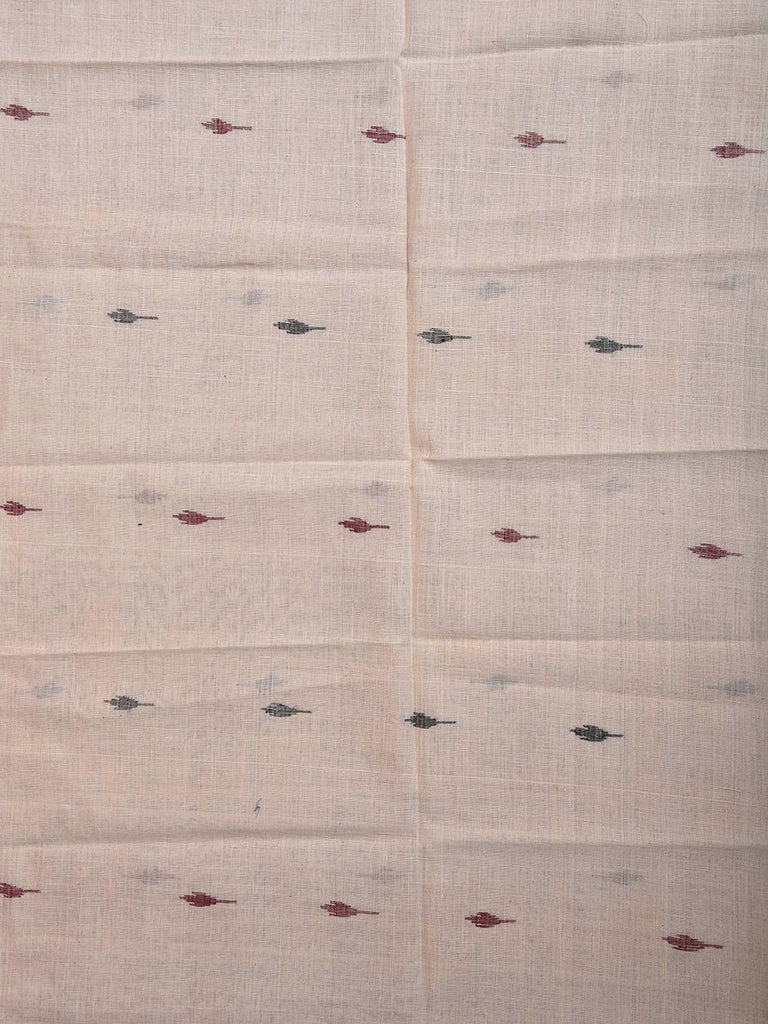 White Khadi Cotton Handloom Blouse with Jamdani Buta Design Length 1mt Width 44 Inches BL0198