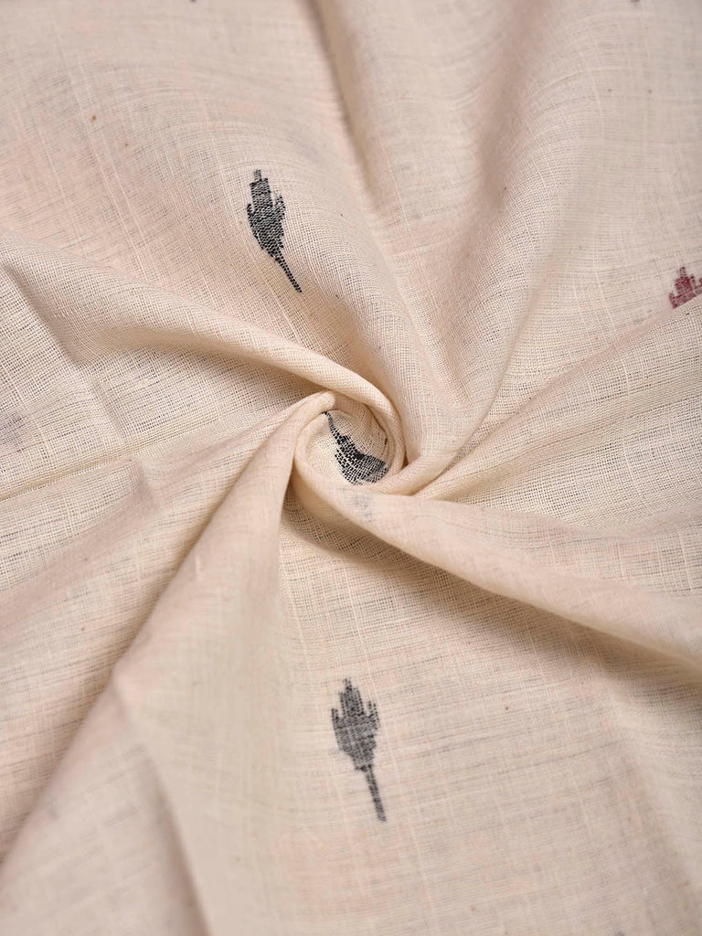 White Khadi Cotton Handloom Blouse with Jamdani Buta Design Length 1mt Width 44 Inches BL0198