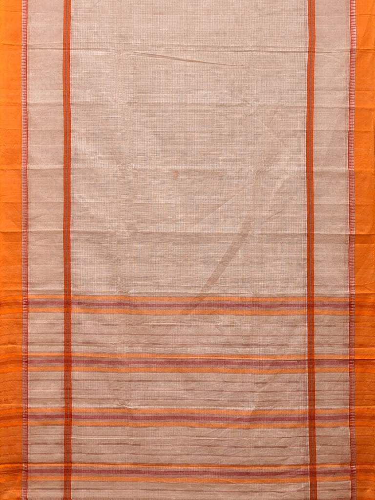 White Narayanpet Cotton Handloom Saree with Checks and Big Border Design No Blouse np0688