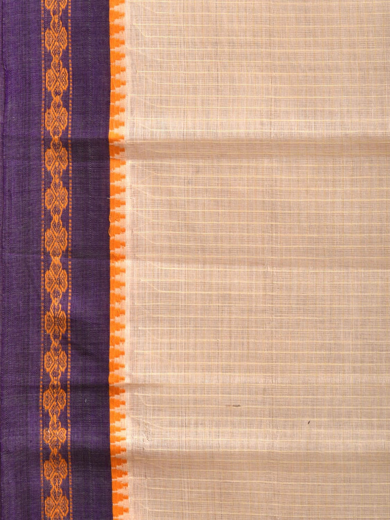 White Narayanpet Cotton Handloom Saree with Checks Design No Blouse np0856