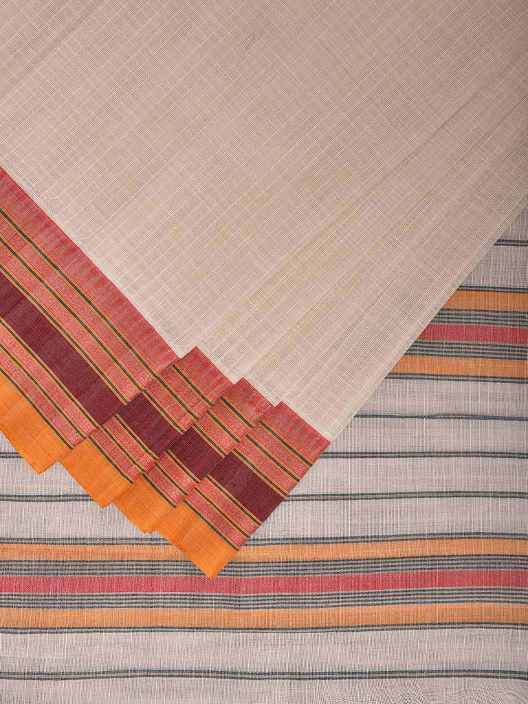 White Narayanpet Cotton Handloom Saree with Checks No Blouse np1105