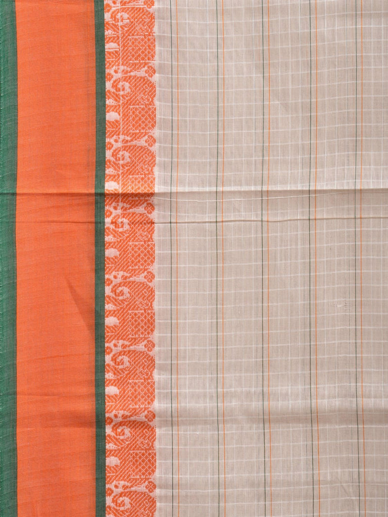 White Narayanpet Cotton Handloom Saree with Elephant Border Design No Blouse np0853