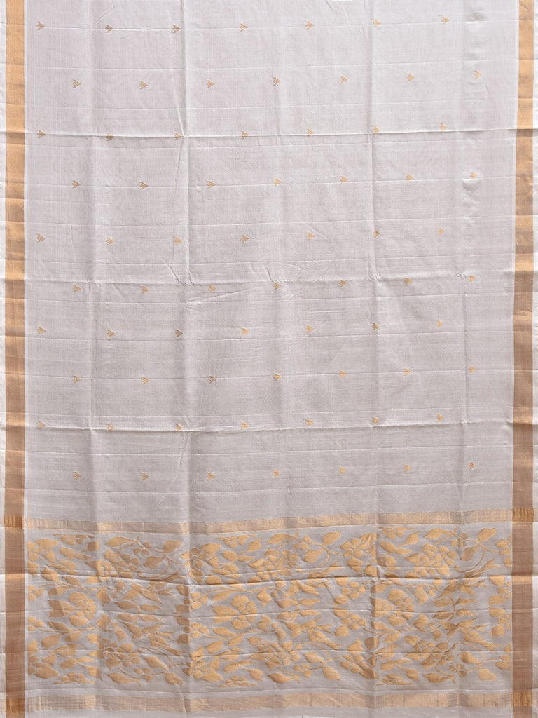 White Uppada Cotton Handloom Saree with Floral Pallu Design u2370