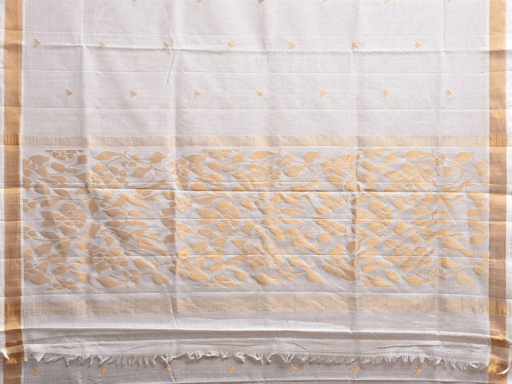White Uppada Cotton Handloom Saree with Floral Pallu Design u2370