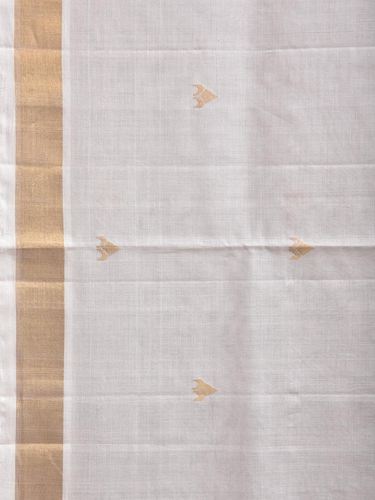 White Uppada Cotton Handloom Saree with Floral Pallu Design u2370