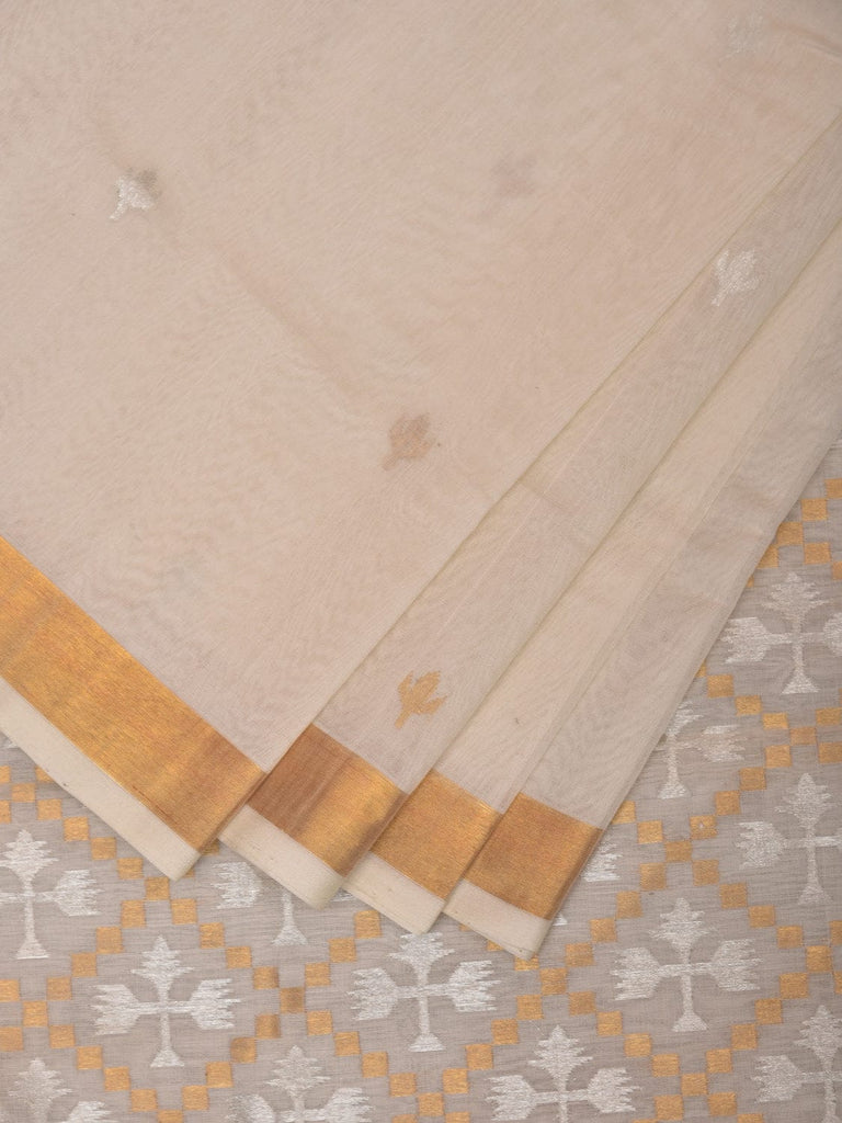 White Uppada Cotton Silk Handloom Saree with Jamdani Pallu Design u2227