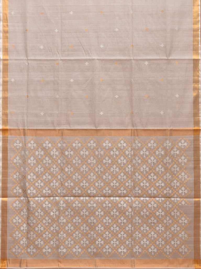 White Uppada Cotton Silk Handloom Saree with Jamdani Pallu Design u2227