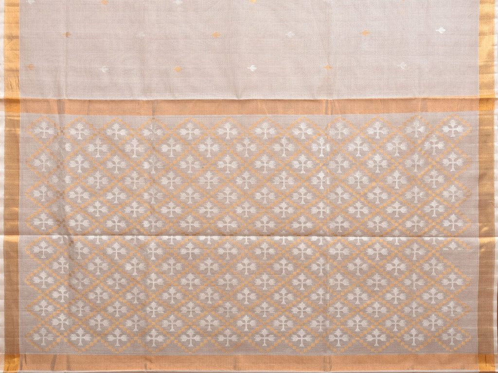 White Uppada Cotton Silk Handloom Saree with Jamdani Pallu Design u2227