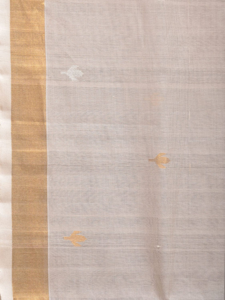White Uppada Cotton Silk Handloom Saree with Jamdani Pallu Design u2227