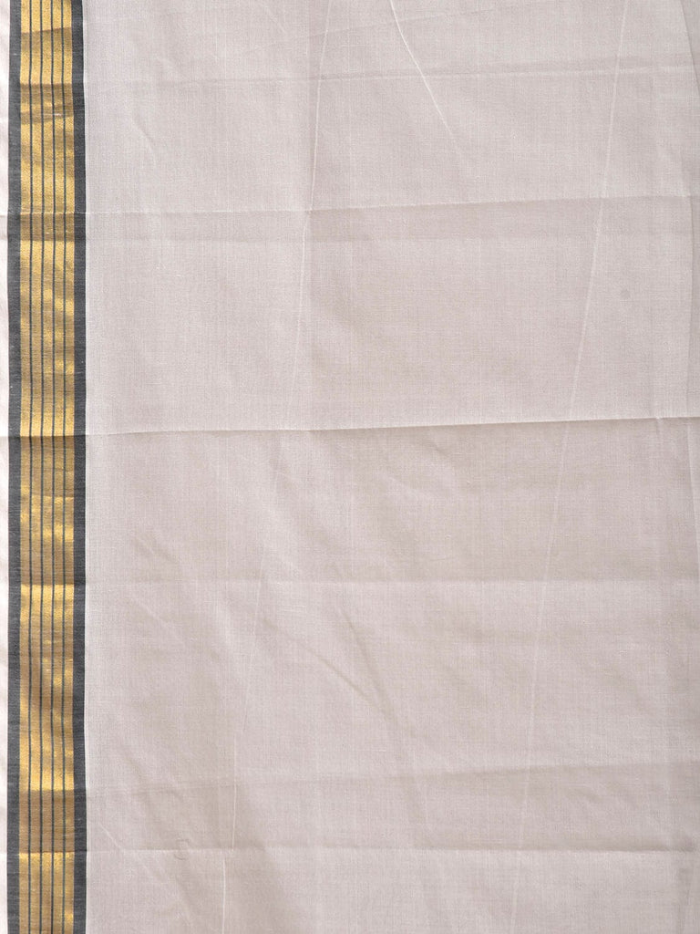 White Venkatagiri Cotton Plain Saree with Zari Strip Pallu Design No Blouse v0307