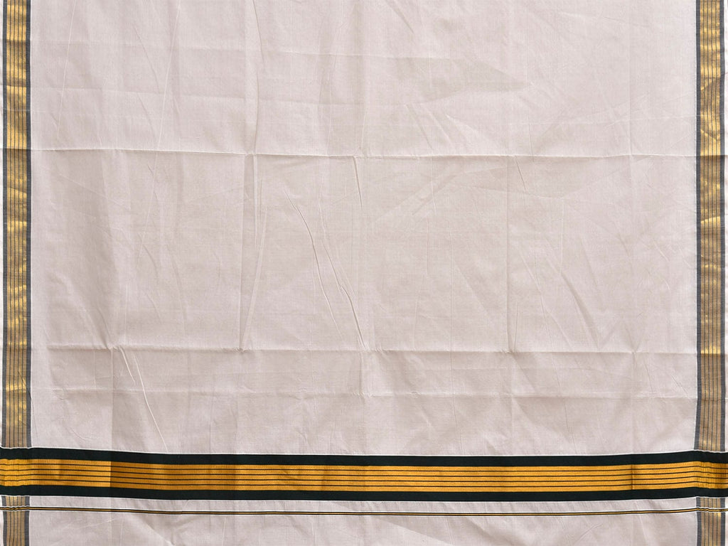 White Venkatagiri Cotton Plain Saree with Zari Strip Pallu Design No Blouse v0307