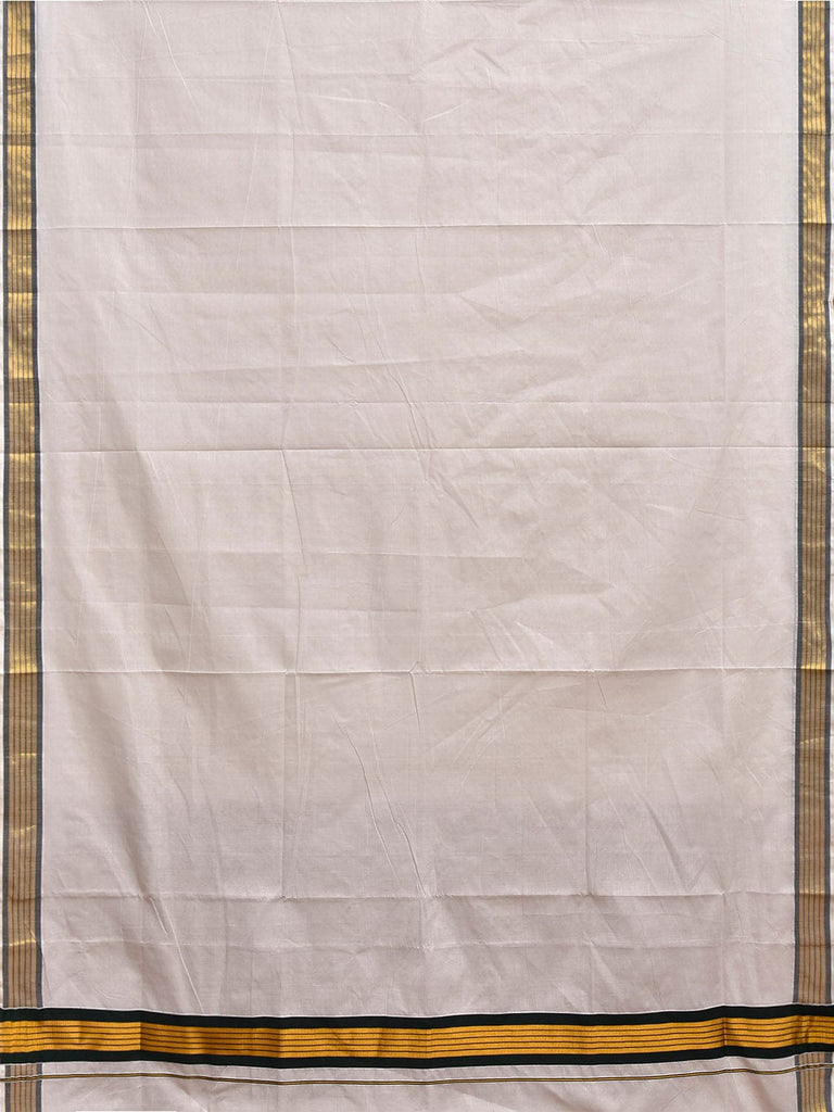 White Venkatagiri Cotton Plain Saree with Zari Strip Pallu Design No Blouse v0307