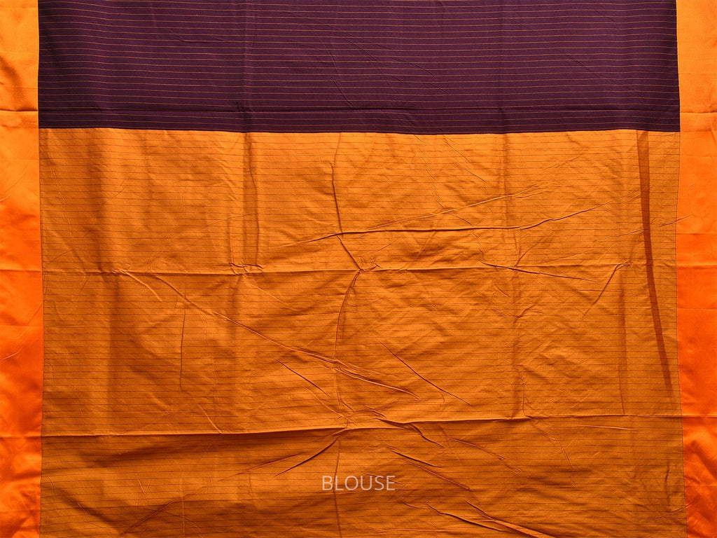 Wine and Yellow ilkal Cotton Viscose Saree with Strips Design o0524