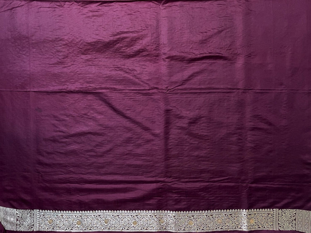 Wine Banaras Katan Silk Saree with Body Butti and Stone Work Design b0373ds