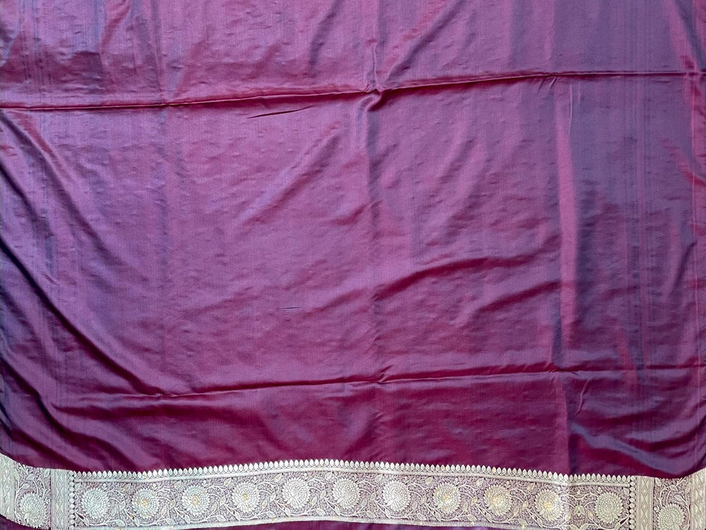 Wine Banaras Katan Silk Saree with Body Butti and Work Design b0385ds