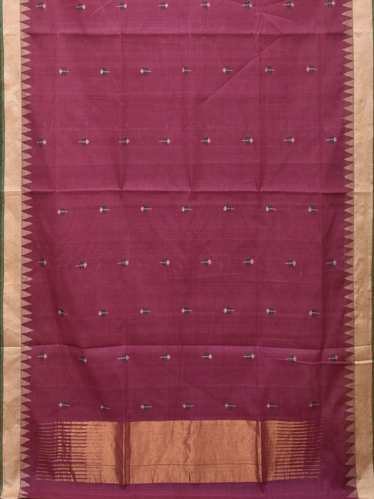 Wine Khadi Cotton Handloom Saree with Jamdani Body Buta Design kh0656