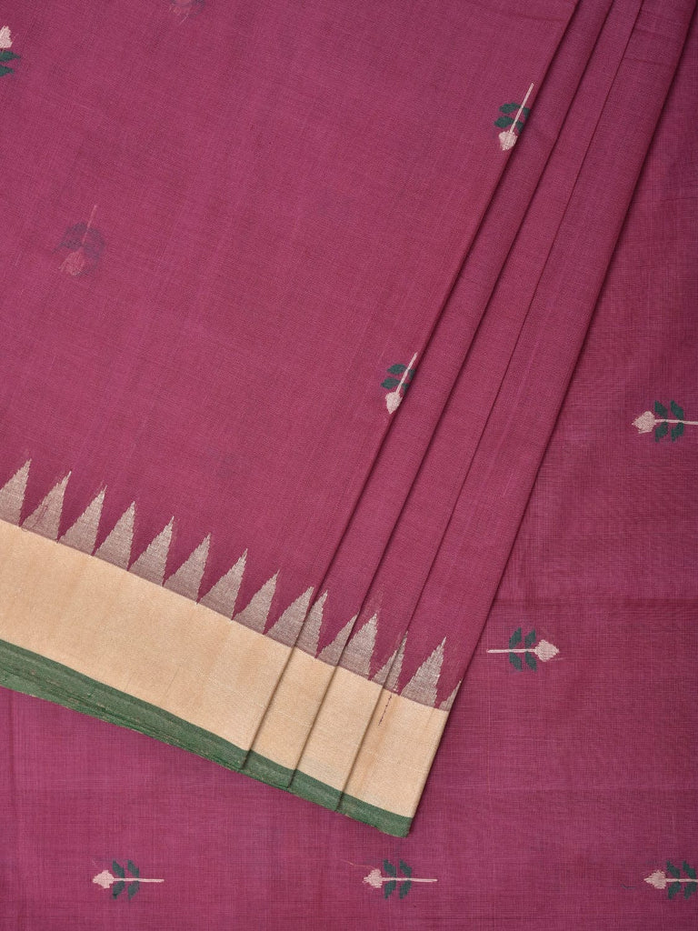 Wine Khadi Cotton Handloom Saree with Jamdani Body Buta Design kh0656