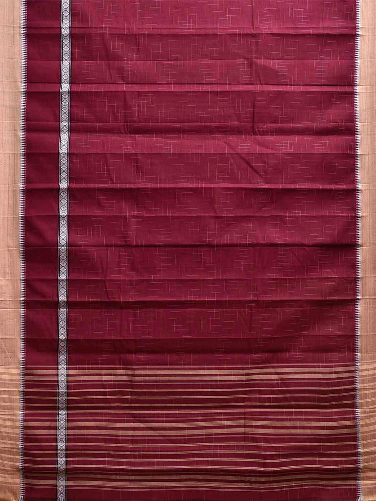 Wine Narayanpet 80s Cotton Handloom Saree with Ikat Weave and Big Border Design No Blouse np1136