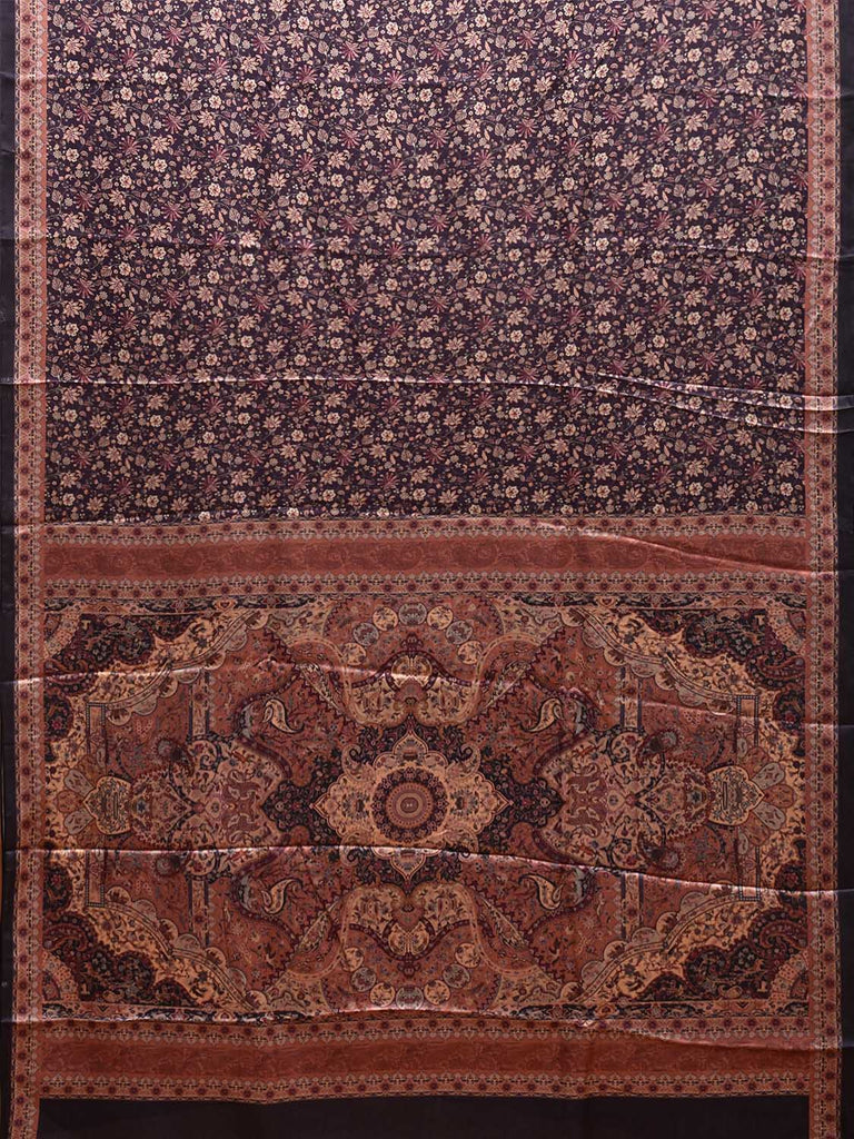 Wine Pashmina Print Viscose Saree with Floral Body and Pallu Design o0600