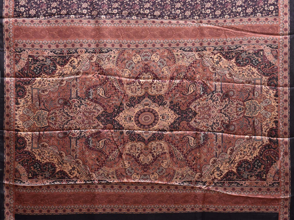 Wine Pashmina Print Viscose Saree with Floral Body and Pallu Design o0600