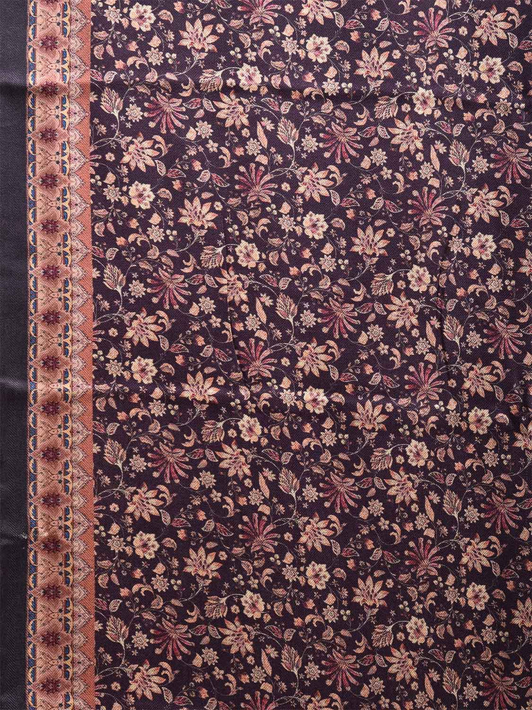 Wine Pashmina Print Viscose Saree with Floral Body and Pallu Design o0600