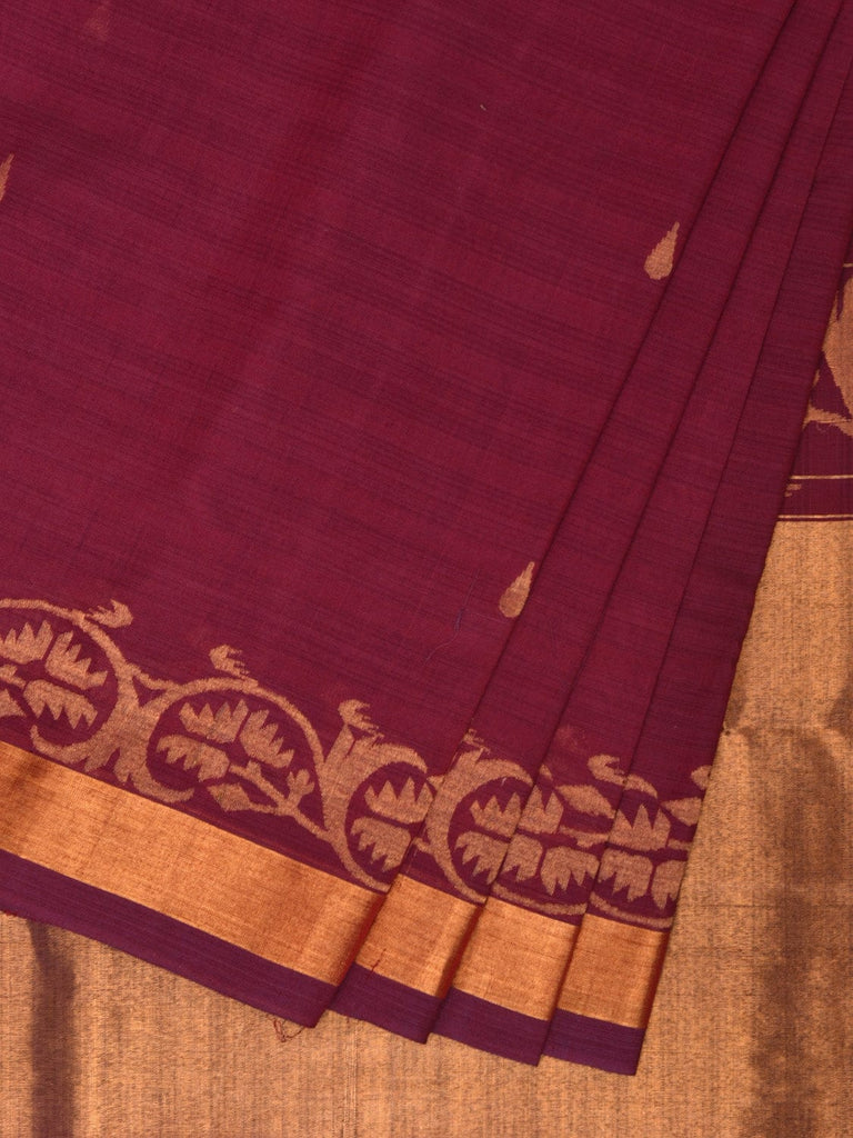 Wine Uppada Cotton Handloom Saree with Border Design u2220