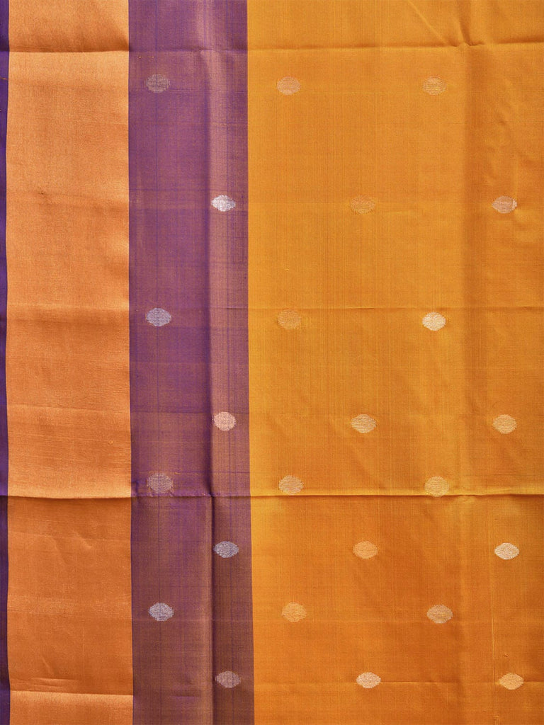 Yellow and Dark Blue Uppada Silk Handloom Saree with Body Buta Design u2312