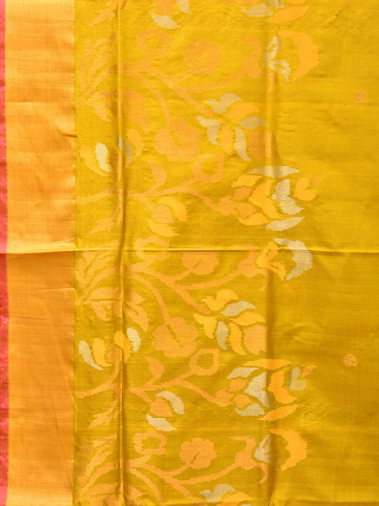 Yellow and Pink Uppada Silk Handloom Saree with One Side Border Design u2046