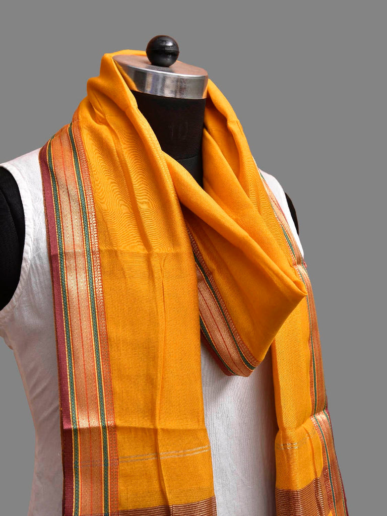 Yellow Bamboo Cotton Dupatta with Zari Border ds3870