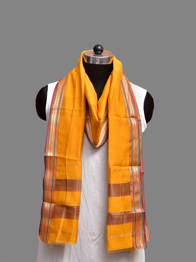 Yellow Bamboo Cotton Dupatta with Zari Border ds3870