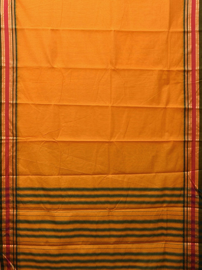 Yellow Bamboo Cotton Plain Saree with Border Design bc0081